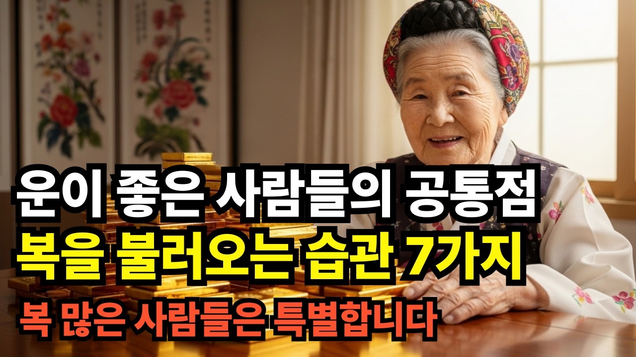 운이 좋은 사람들의 공통점, 복을 불러오는 습관 7가지#복#부자#정보#인생사#돈#노후#조언#절약#건강#노후#대책#병#예방#습관#노년#60대#70대#80대#90대#삶#인생