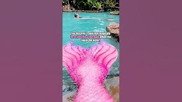 I turned into a mermaid in the pool! 😱 Who would you tell? #mermaid #pool #mermaidtail #h2o #pink