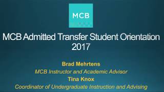 MCB Admitted Transfer Student Orientation 2017