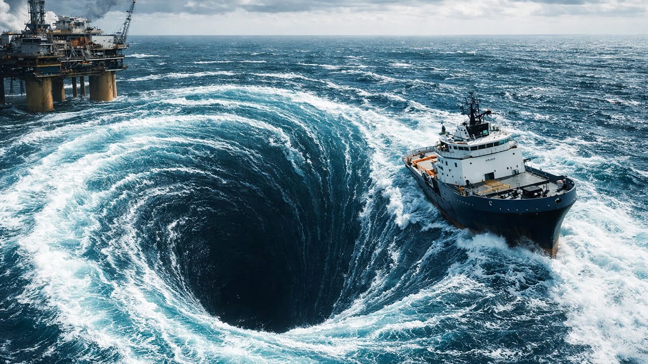 Massive Offshore Supply Vessel Sucked Into Ocean Whirlpool | The Ocean’s Deadliest Optical Trap