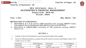 MCA 1ST SEM ACCOUNTING AND FINANCIAL MANAGEMENT NOV 2019 | PTU