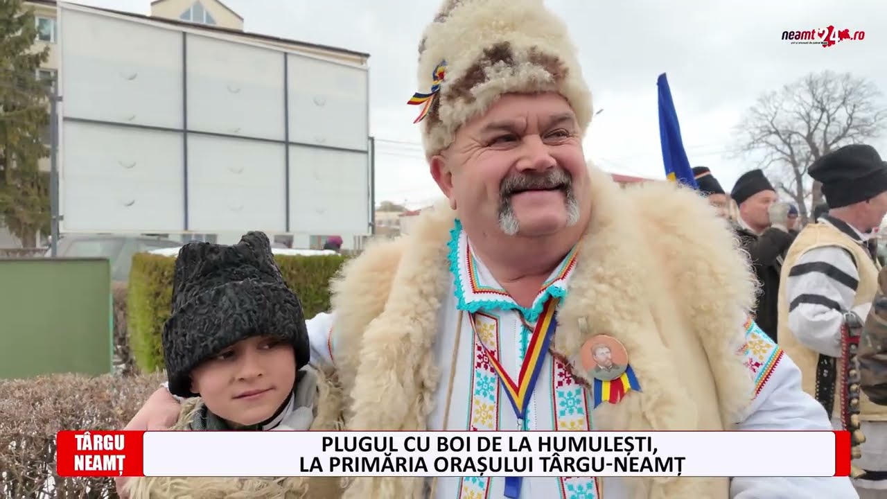 Plugul cu boi de la Humulești, la Primăria orașului Târgu Neamț 31 decembrie 2025