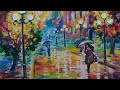 /Girl under an umbrella/Autumn/  landscape/Acrylic/Нарисовать девушку под  зонтиком /Осень/ Акрил