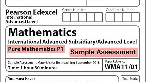 Edexcel IAL Maths - P1 - Sample Assessment
