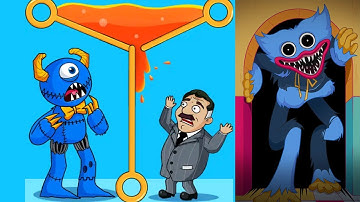 Blue monster - Huggy poppy pull pin game - All levels 1-30 gameplay