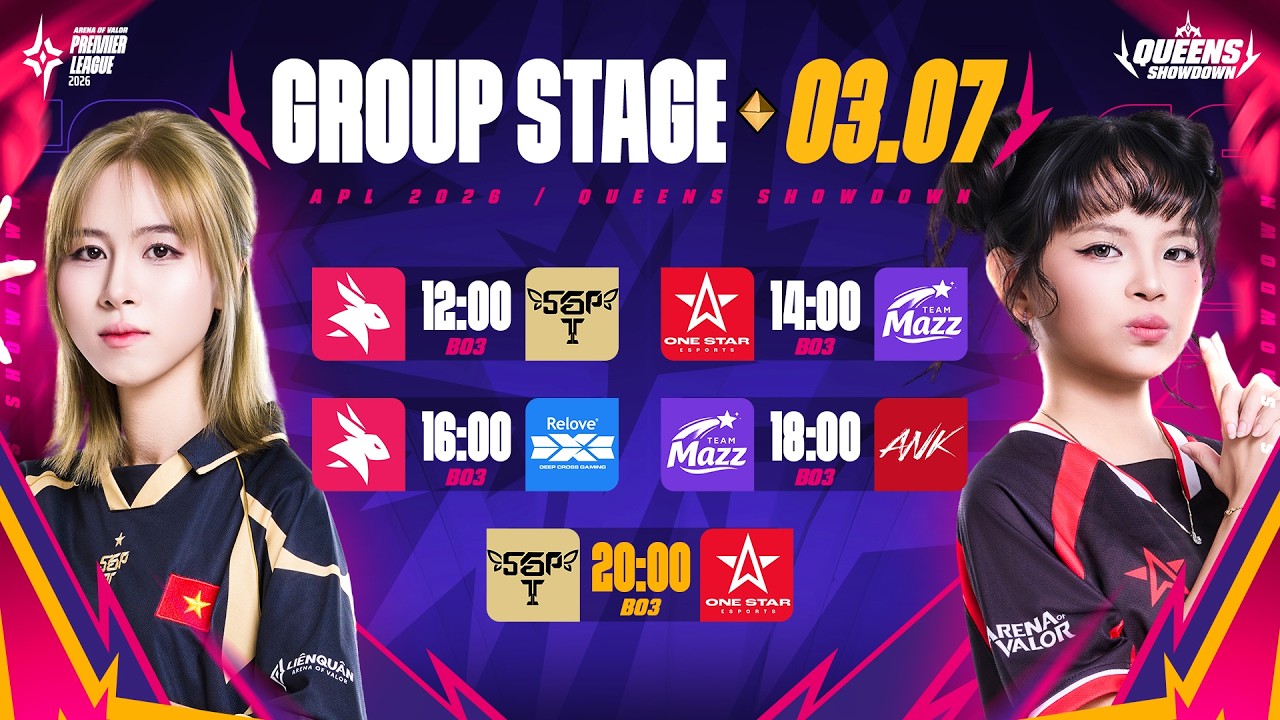 EA VS SGP | 1S VS MAZ | EA VS DCG | MAZ VS ANK | SGP VS 1S | VB - QUEENS SHOWDOWN 2026 (NGÀY 03/07)