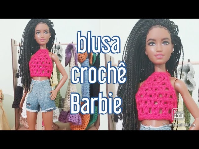 Roupa para boneca Barbie em crochê - vestido frente única