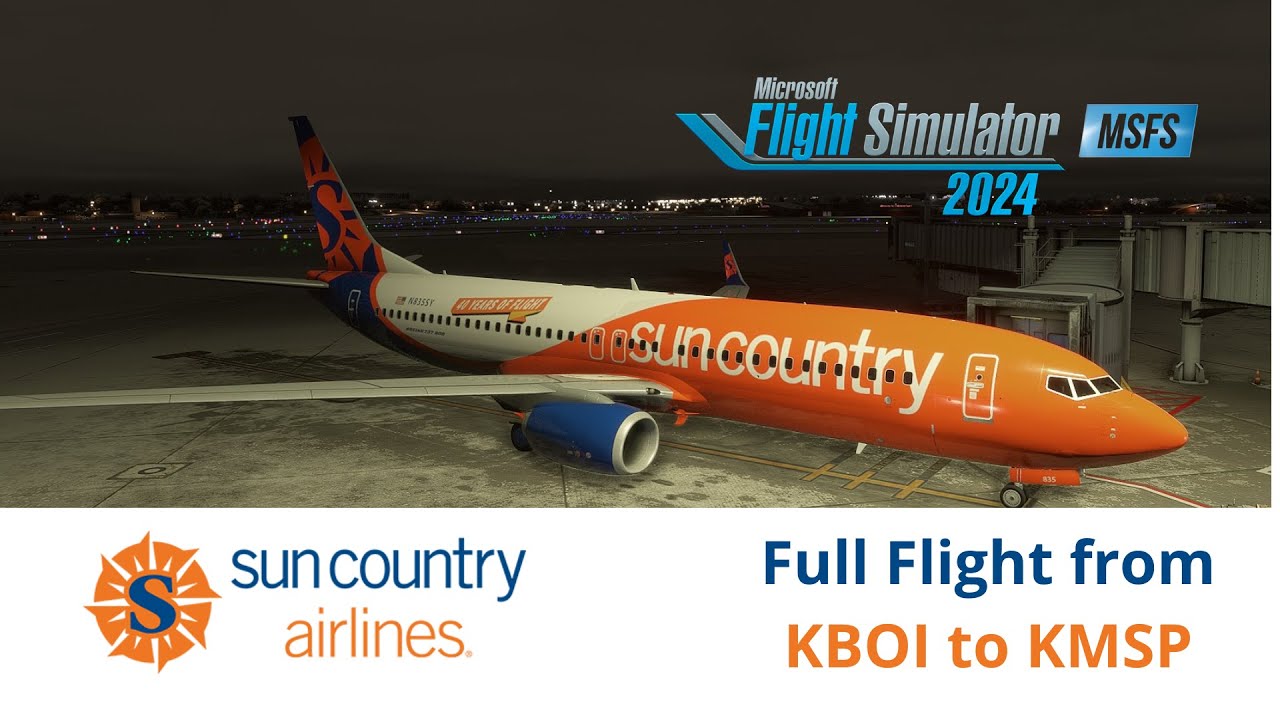 KBOI to KMSP | PMDG 737-800 Full Flight | Night Takeoff in Low visibility