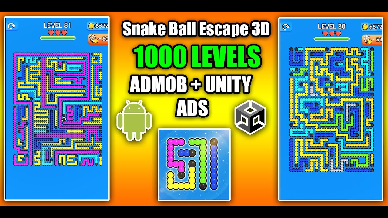 Snake Ball Arrow Escape 3D Puzzle Game Unity Source Code with Admob and Unity Ads Integrated