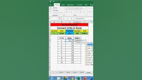 Convert litres into gallon in excel #microsoft #excel #msexcel #shorts #computer