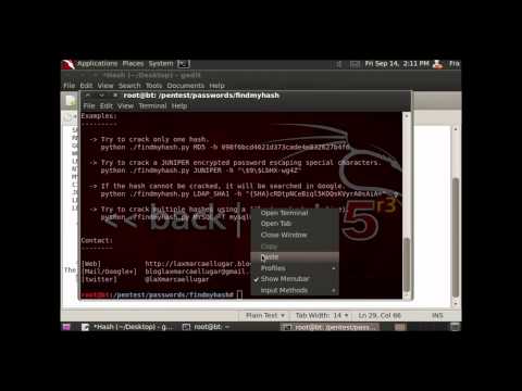 How To Decrypt Any Hash Using BackTrack 5 {findmyhash}