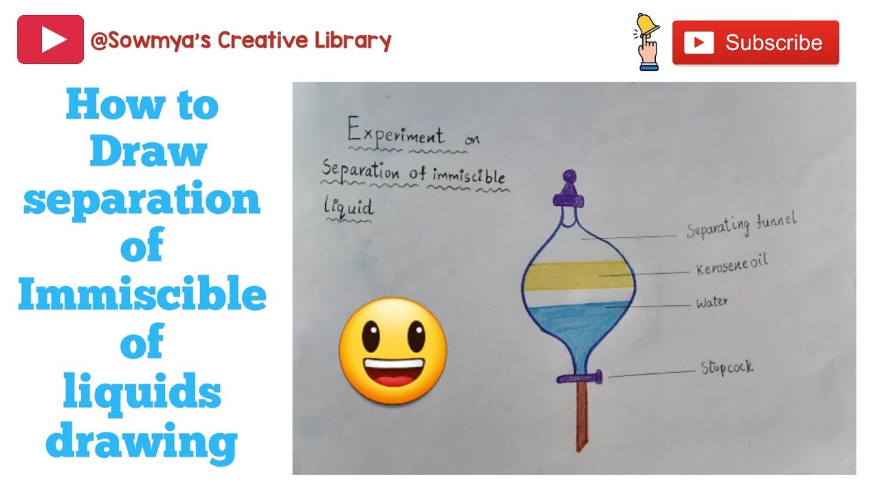 Separation of Immiscible Liquids drawing step by stepHow to draw