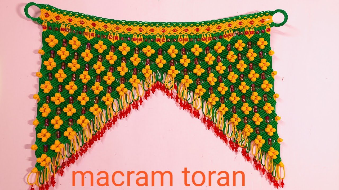 न्यू डिजाइन में मैक्राम तोरण गेटझोलर बहुत ही सुन्दर डिजाइन है/macrame toran flower design me