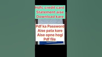 hdfc credit card statement downloadhdfc credit card bill pdf password #shorts
