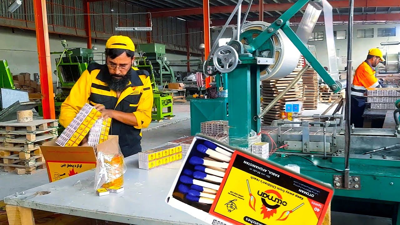 making matches sticks in factory | mass production of matches - YouTube