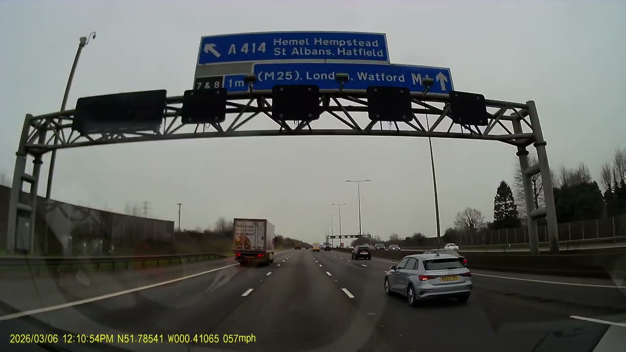 Dashcam Drive M1, M25, East London and Isle of Dogs