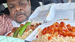 BEIJING BEEF AND DYNAMITE S&S CHICKEN FROM PANDA EXPRESS THEY SAY IT'S SUPER HOT LET'S SEE