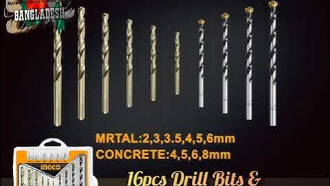 16 pcs Drill Bits and Screwdriver Bits Set - INGCO - AKSDB9165