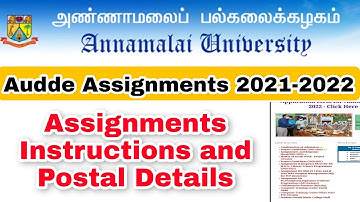 Annamalai University Distance Education Assignment  instructions Details 2021-2022👍