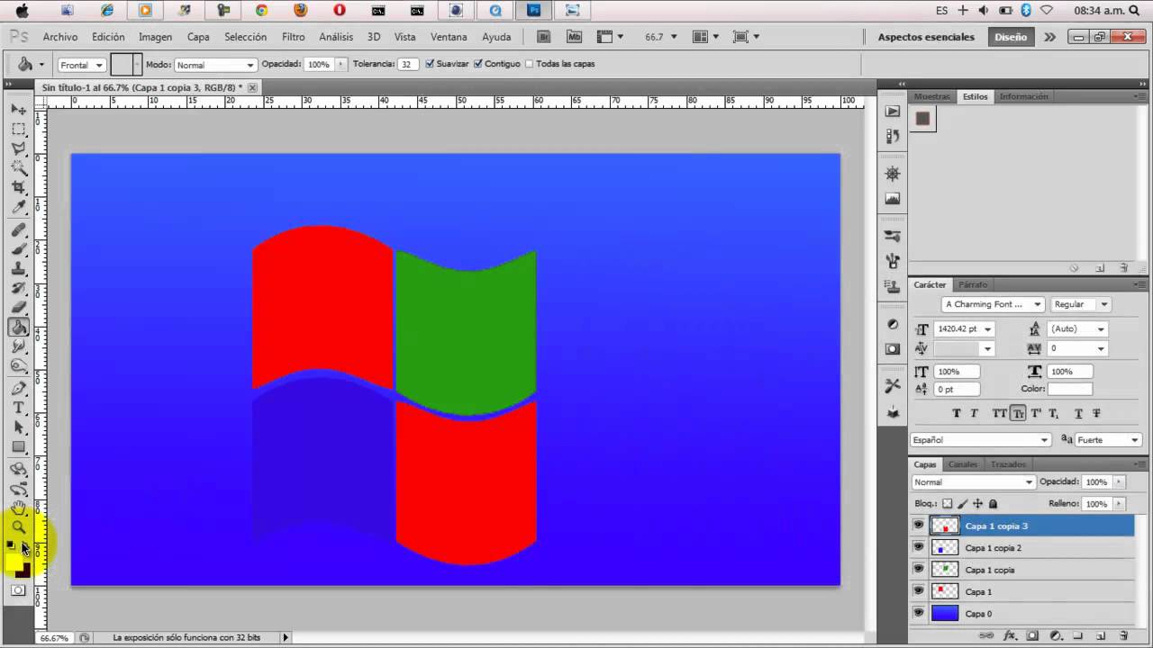 tutorial photoshop como hacer logo de microsoft-windows - YouTube