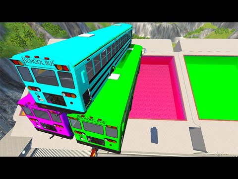 Stair Jumps Down In Colored Swimming Pools #71 - BeamNG drive bmg