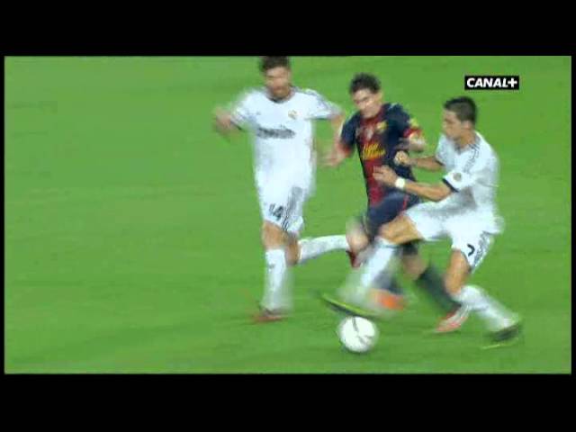 Angry Cristiano Ronaldo fouls against Lionel Messi class=