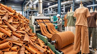 How Cinnamon Bark Becomes Soft Fragrant Fabric | Full Production Process screenshot 5