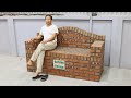 DIY relaxation chair from red brick and cement