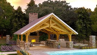 Outdoor Living - Timber Frame Scissor Pavilion (22x29, Double King Post)