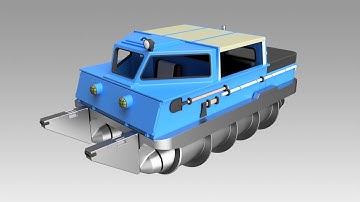 Autodesk Inventor. Screw terrain vehicle. Part9