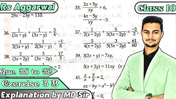 Ex 3B Q35 to Q38 Class 10 Rs Aggarwal |Linear Equation in 2 Variable| Chapter 3 | CBSE 2023 | MD Sir