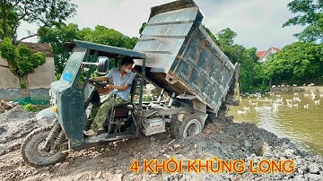 Công nông siêu khủng chở cát đổ ben xem cực đã | máy xúc múc cát ô tô tải | excavator loading truck