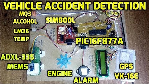 PIC16F877 BASED VEHICLE ACCIDENT DETECTION USING GSM,GPS,MEMS,ALCOHOL,TEMP & SMS  ALERT