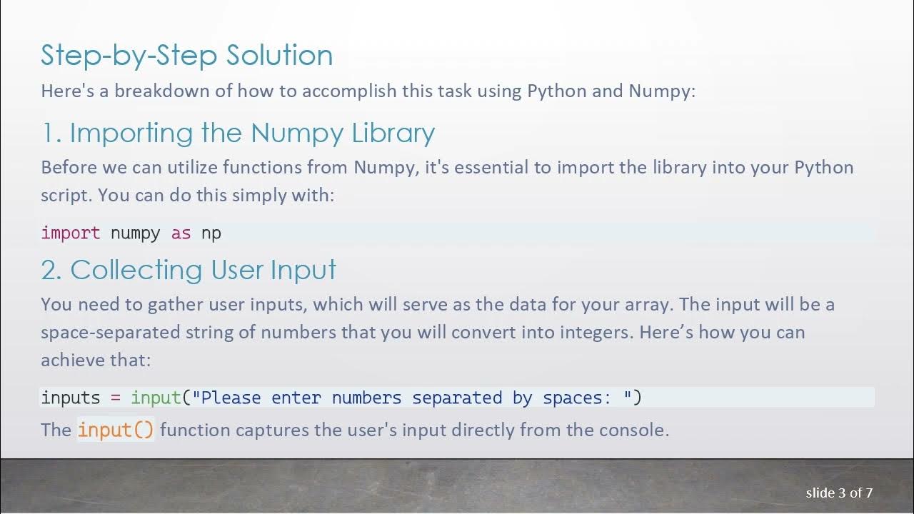 Creating a User-Driven Array in Python with Numpy: Calculate Mean ...