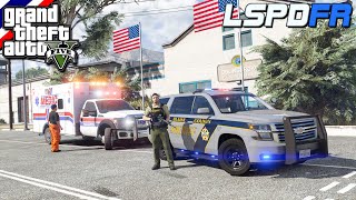 GTA V - LSPDFR มาเป็นตำรวจในเกม GTA V คุ้มกันรถพยาบาล นำตัวนักโทษส่งโรงพยาบาล เหตุทะเลาะวิวาท #161