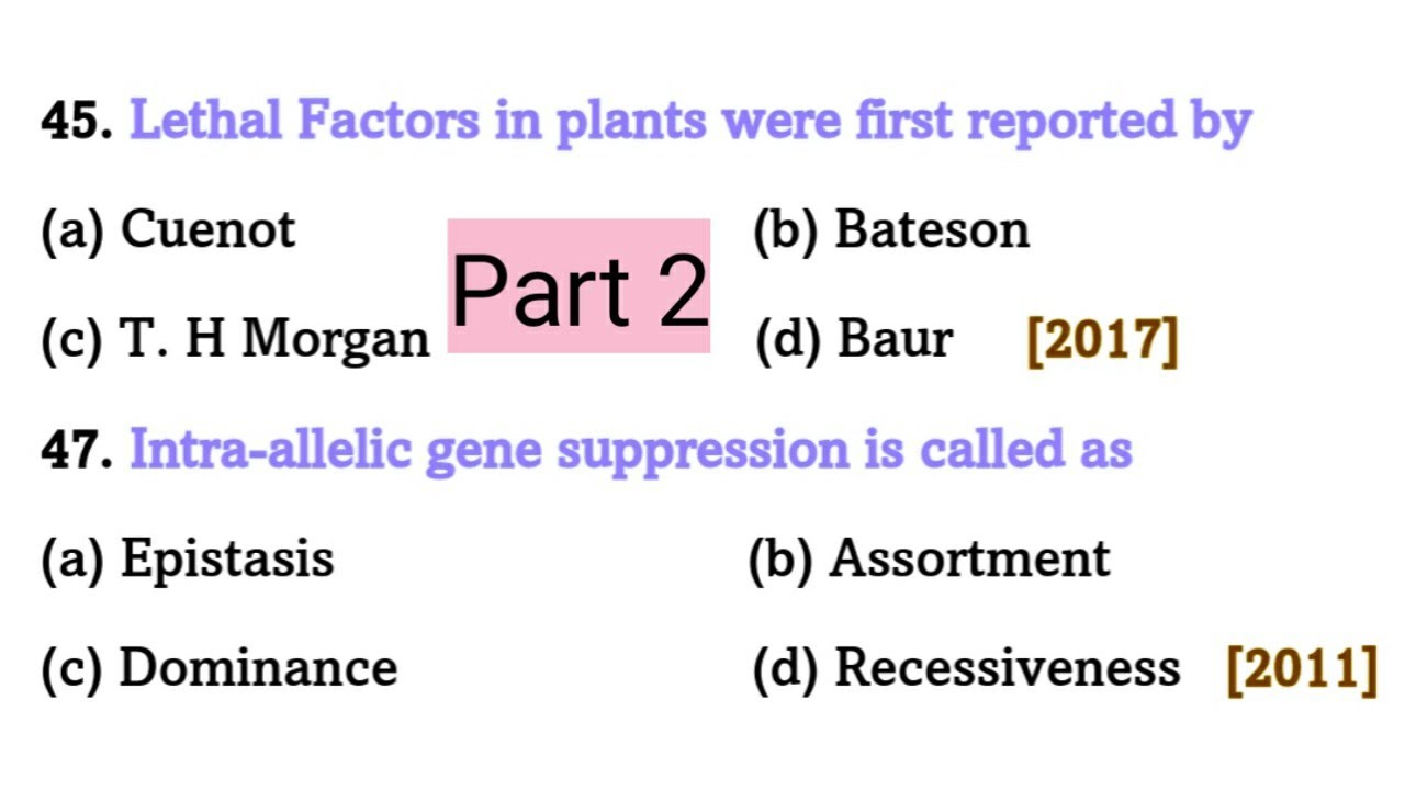 Genetics Questions And Answers || Part 2 - YouTube