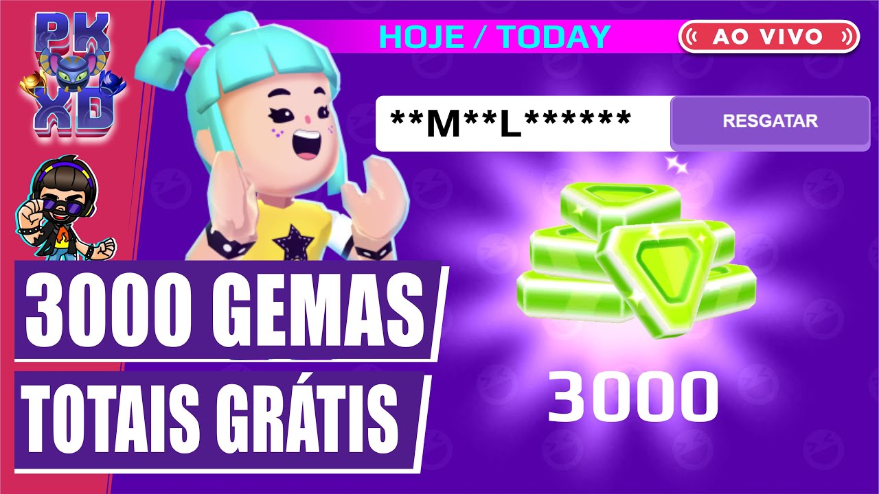 PK XD  AGORA! CÓDIGO de 6000 GEMAS TOTAIS GRÁTIS RESGATE RÁPIDO 