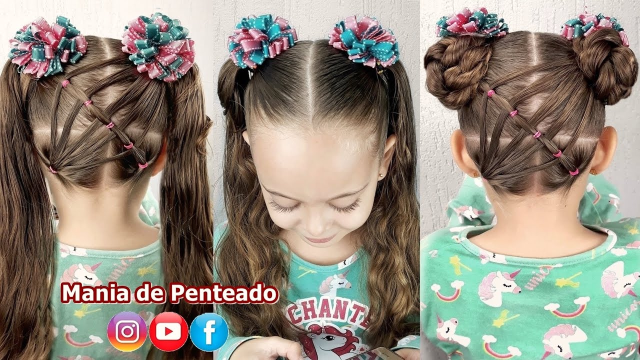 Penteado infantil com coque, fácil ❤️ #penteado