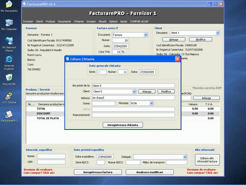Program Facturare PRO - Tutorial 09: Cum realizez o chitanta?
