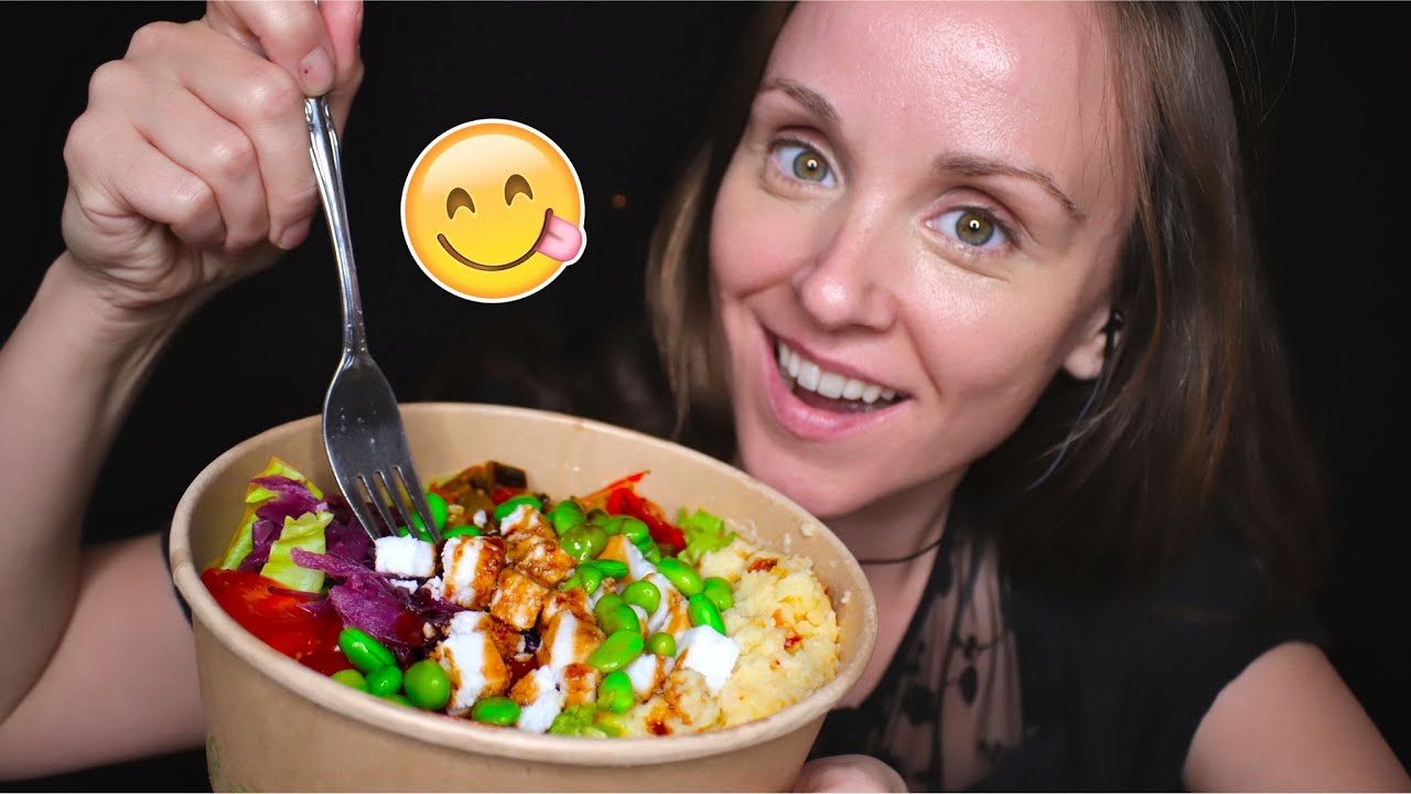 ASMR MUKBANG VEGANE BOWL "WILDE ZIEGE" 😋😍+ SÜSSES DESSERT | MOUTH SOUNDS, EATING SOUNDS | GEFLÜSTERT
