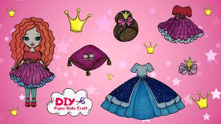 HOW TO DRAW PAPER DOLL PRINCESS MAKE HAIRSTYLE DRESSES AND SHOES PAPERCRAFTS DIY