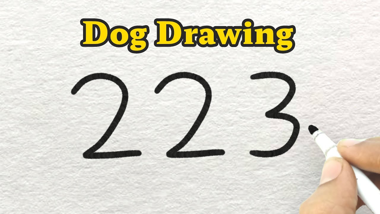 How to Draw 🐶 Dog with 223 number | Easy Dog Drawing | Beautiful