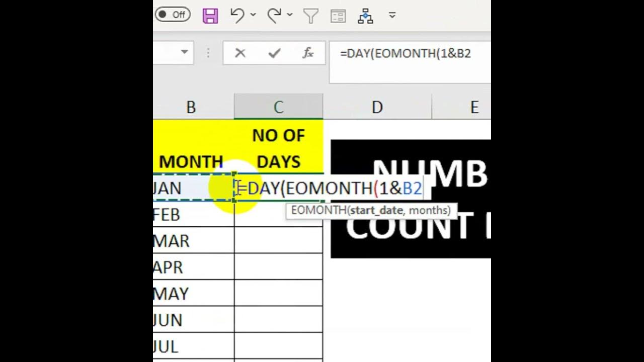 How to count days in excel shorts youtubeshorts advanceexcel 