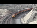 BNSF Trains passing each other on the Cajon Pass Summit    January 7, 2017