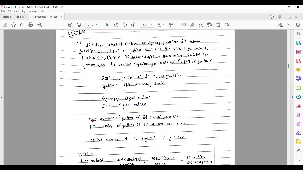 هندسة كيمياوية مرحلة اولى مبادئ جابتر 7 الجزء الثانيIntro to material balance