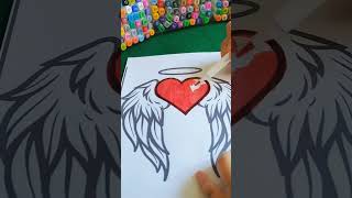 HEART WITH WINGS PAINTING THE PICTURE #coloringbook #coloringpages #coloring