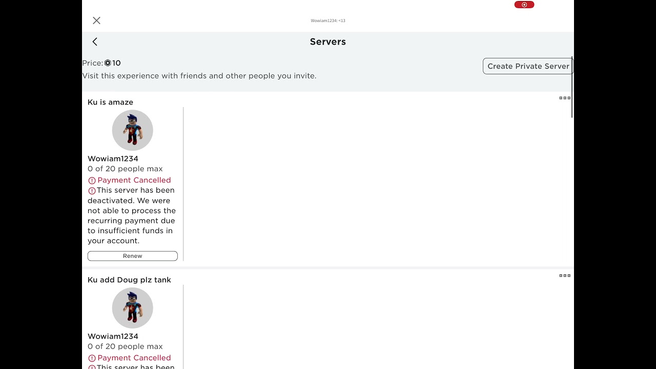Why Do My Private Servers Keep Not Working Guys Ku Roblox YouTube 