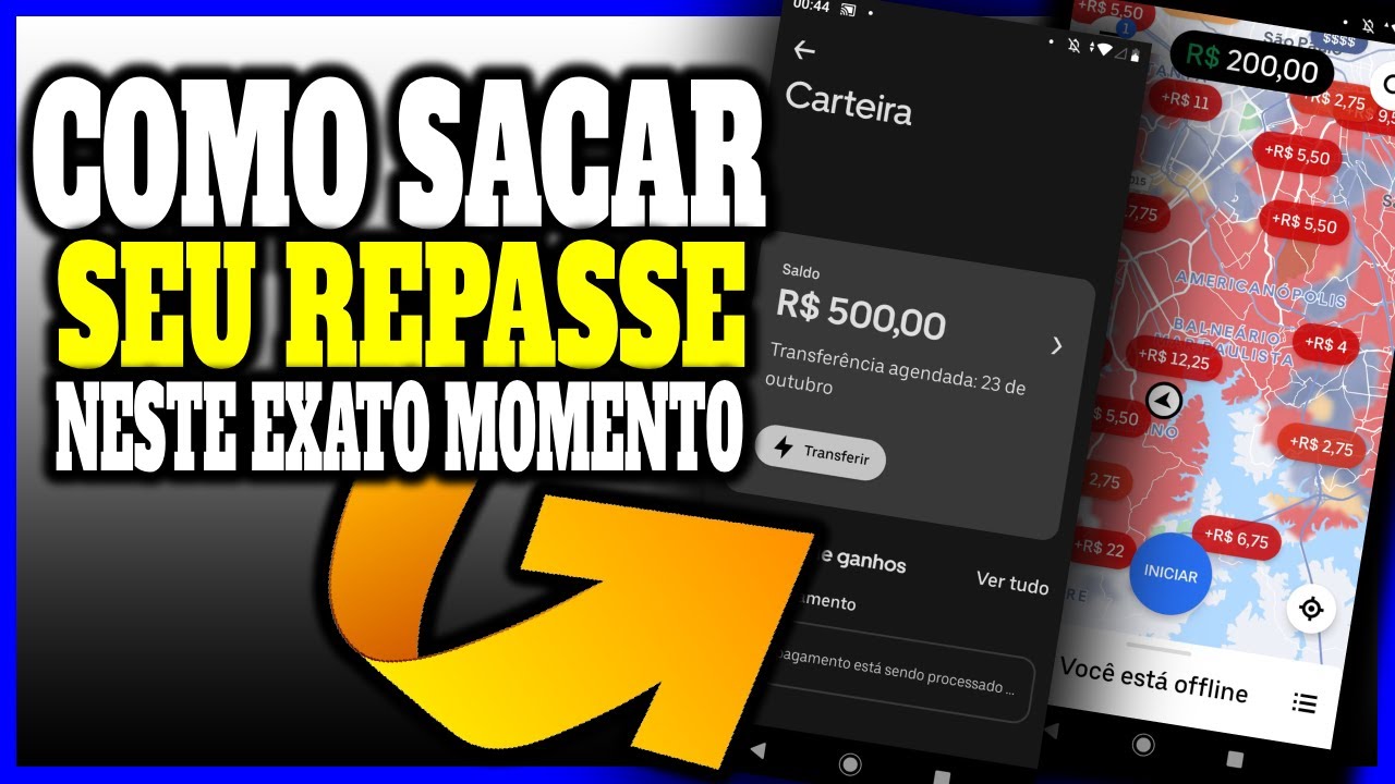 Como SACAR SEU REPASSE NA HORA na Uber Drive. - YouTube