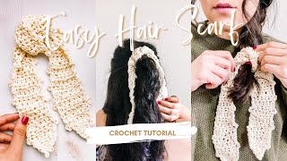 Crochet Hair Scarf/Beginner Friendly tutorial