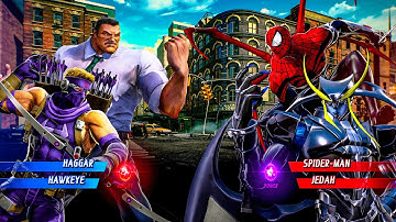 Marvel vs  Capcom  Infinite : Haggar & Hawkeye  VS  Spider - man & Jedah  : pc Gameplay